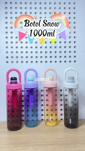 Botol Minum Infused Water 1000ml Dengan Gagang / Botol Minum Gradasi Aestethic / Botol Minum Transparan Snow