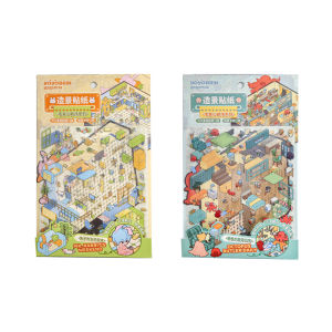 Mr.paper | Mr.Paper 2 Gói Nhãn Dán Cảnh Mini 3D PET Chống Thấm Nước Cho Trang Trí Sổ Tay DIY