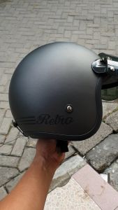 helm bogo retro dewasa warna silver doff dengan kaca cembung silver untuk wanita pria cewek cowok