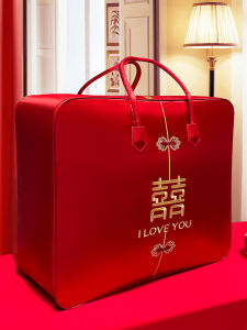 MONLEYTA | Túi đựng chăn cưới satin Oxford cầm tay đỏ Túi đựng chăn cotton cưới bốn món Túi đựng đồ cưới bằng vải Oxford PE