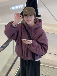 Thickened Cotton Jacket Womens Casual Hooded Windbreaker Coat Spring Autumn Winter New Style Small Size Loose Fit Trendy Top