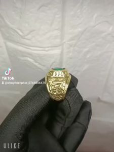 Nhẫn Mỹ Nam Mạ Vàng Giả Cổ Đính Đá Xanh Ngọc Bích Cao Cấp N06