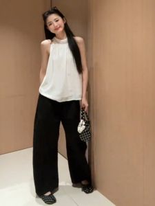 YUEZHONGWEI | French Halter Neck Sleeveless Flared Top