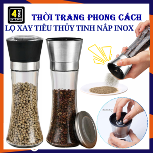 Lọ Xay Tiêu Thủy Tinh Nắp Inox Dáng Cao Xay Siêu Nhanh - Cối Xay Tiêu Lưỡi Siêu Bén - Máy Xay Hạt Nắp Chắc Chắc Tiện Dụng / Dụng Cụ Xay Tiêu Xay Hạt Đa Năng Cầm Tay