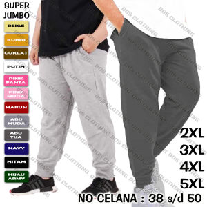 Super Jumbo Celana Panjang Joger Katun Babby Terry Tebal (2XL 3XL 4XL 5XL)/ Celana Training Rib / Celana Olah Raga Pria Wanita (Ukuran Standar dan Jumbo)