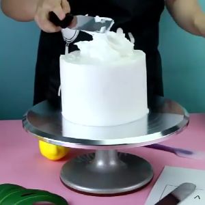 แป้นหมุนแต่งหน้าเค้ก แป้นหมุนแต่งหน้าเค้กสแตนเลสอย่างดีขนาด12นิ้ว