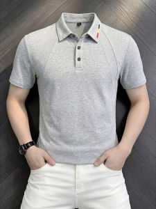 Splice Heavyweight Embroidered Straight Shoulder Boxy Half Sleeve Mens Summer Polo T-Shirt