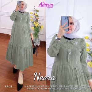 "GAMIS MIDI DRESS LENGAN PANJANG BUSUI CERINGKE LEDY CRUSH BAHAN NYAMAN IMPORT" TERBARU 2023