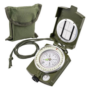 Tactical Survival Compass - Waterproof & Shockproof with Sighting Function Carabiner & Pouch for Military Hiking Navigation