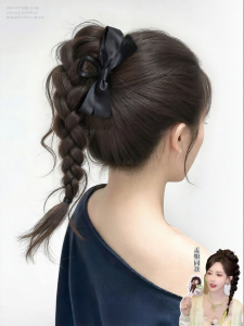 QIAOYIDUO | Natural Star-Style Ribbon Decorated Braid Hairpiece