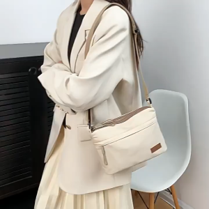 Simple solid color nylon cloth bag for women multifunctional casual waterproof portable fashionable single shoulder crossbody bag