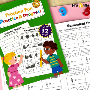BEAR TALE Fraction Fun Practice & Progress Copybook Learning Book for Kids Early EducationBEAR TALE 32 Pages