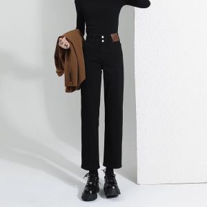 La Chapelle | Retro Straight Leg Denim Pants Womens Winter/Spring 2025 Thickened High Waist Narrow Fit
