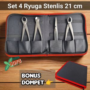 Alat Bonsai Ryuga Stenlis Set 4 Alat BONUS Tas Dompet