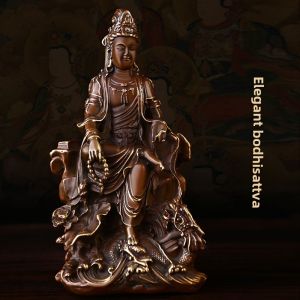 Copper Free Guanyin Ornaments Pure Copper Guanyin Bodhisattva Living Room Desktop Buddha Statue Antique Sitting Dragon Guanyin Buddha Beads Guanyin