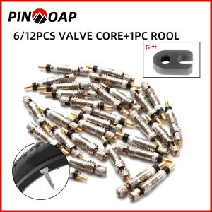 PINMOAP 6/12PCS Bicycle Valve Core Tire Valve Core Mesh Copper Core Belt Tool Multifunctional Valve Core Riding Accessories