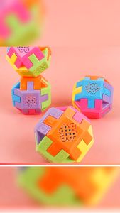MAINAN ANAK Edukasi Belajar Bermain Bola Puzzle KERINCINGAN Edukatif Bongkar Pasang Motorik BALL Segi 6 Pcs