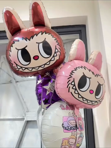 Balon Foil Jumbo Labubu Kepala Labubu Balon Foil Karakter Labubu Untuk Dekorasi Ulang Tahun