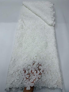 OLEVO | SKIG 3D Floral Appliques Guipure Lace Heavy Embroidered Water Soluble Cord Fabric African Cupion Cloth Dubai Wedding Dress Forma