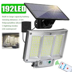 1PC 192 LED Split Solar Light Outdoor Waterproof with Motion Sensor Floodlight Remote Control 3 Modes for Patio Garage Backyard