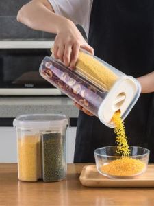 Four-Compartment Rice Bucket Cereals Storage Box Multiple Sealed Jar Household Food Grade Plastic Moisture-Proof Insect-Proof Small Size