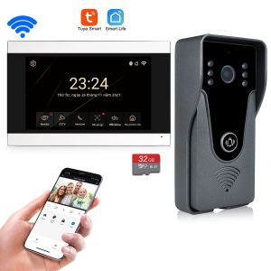 1080P Không Dây WiFi Video Chuông Cửa Hệ Thống Liên Lạc Nội Bộ Màn Hình Cảm Ứng Thông Minh 32G Âm Thanh 2 Chiều TUYA Ứng Dụng Điều Khiển An Ninh Gia Đình Chuông Cửa