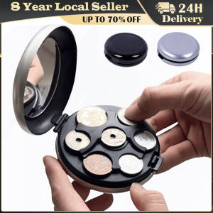 Round USD/Euro Coin Dispenser Storage Coins Purse Wallet Holders Storage Box Aluminum Alloy Plastic Coins Purse Wallet Holders Coin Collection Purse Wallet Organizer Holder For Car Coin Changer Holder Mini Japan Coin Dispenser Plastic Storage Box