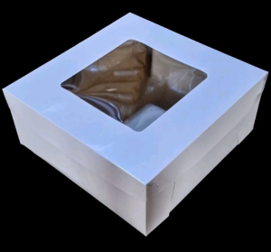 12X12X5 inches CAKE BOX WHITE W/WINDOW (10 SETS)
