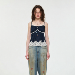 Alexia Sandra | Lace Trim Fake Two Pieces Tank Tops For Spring/Summer
