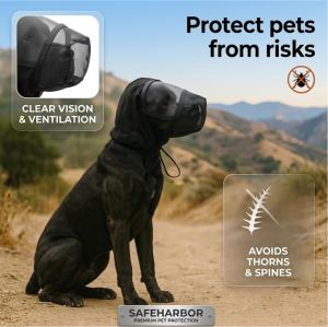Dog Breathable Mesh Protective Hood Anti-Insect Head Cover with Clear Vision for Outdoor Walking & Hiking