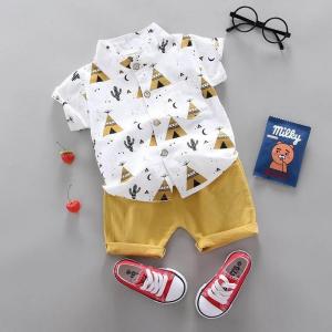 Boys Summer Wear Suit Clothes Cartoon Cute Children Short Sleeve Elastic Fiber 50% Regenerated Cellulose Fiber 50%