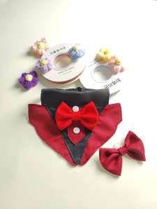 Black Red Bow Tie Suit Scarf for Dogs Cats Gentleman Wedding Birthday Decoration Large Medium Small Dog Necktie Bandana