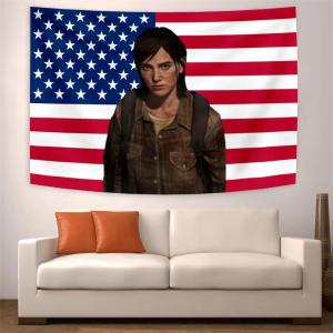 E-Ellie Manga Tapestry สีชมพูธงอเมริกันเกม Art Wall แขวนตกแต่งแบนเนอร์ห้องความงามวัยรุ่น Home Tapestry