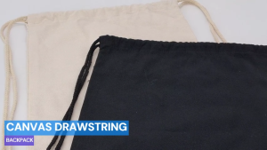 WPS Drawstring Canvas Backpack Black & White 34x41cm