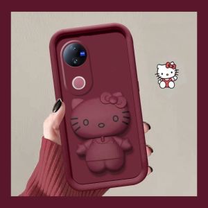 Phone Case VIVO V50 VIVOV50 5G Hellokitty Cartoon Mirror Stand Soft Casing Lens Protection Shockproof Back Cover 2025