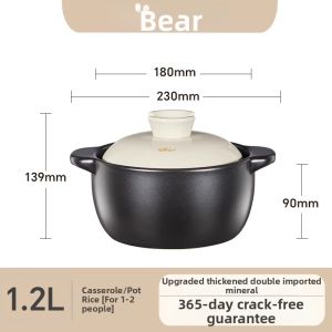 Bear | High-Temperature Resistant Ceramic Pot for Gas Stove