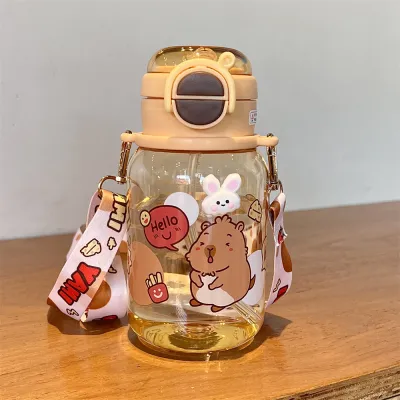 Portable Childrens Straw Cup School Water Bottle Boys And Girls Design High Aesthetic Value Summer Special Use Double Sided Drinking Cup