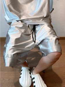 YEBO | Silver Sport Shorts for Men and Women Summer Casual Loose Fit 5-Inch Shorts
