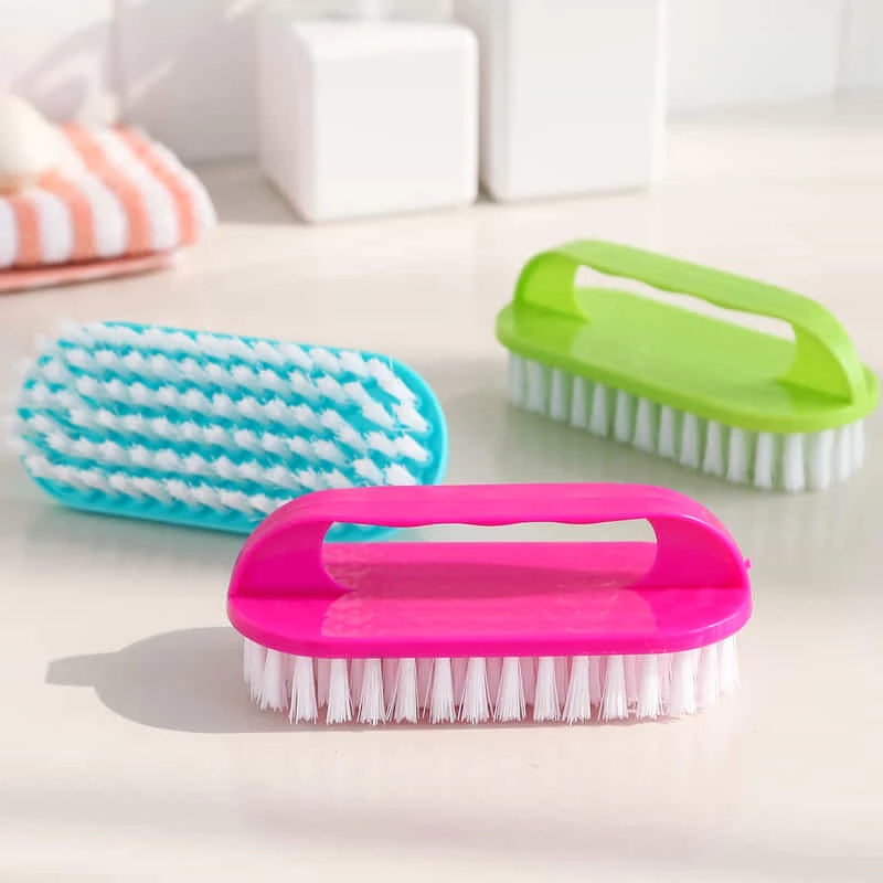 Opaque & Semi-Transparent Plastic Laundry Brush with Handle Cleaning Scrub