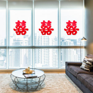Double Happiness Character Glass Window Stickers Static Adhesive Wedding Decorations Wedding Celebration Complete Set Door Decals