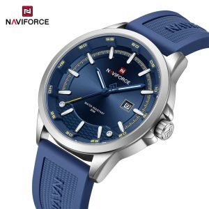 NAVIFORCE Men Business Watch Silicone Strap Wristwatches Quartz Casual Mens Watches Date Luminous Waterproof Original Clock