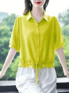 HUAXUNRAN | Fashionable Youthful Loose Fit Slimming Short Sleeve Shirt with Polo Collar