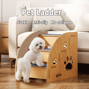 Wooden Pet Ladder 3-Layer Dog Easy To Assemble Non-Slip for Elderly Small Dog Cat