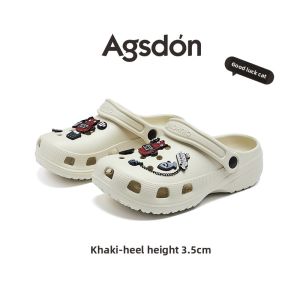 Agsdon | Black Thick Sole Breathable Sandals Anti-Slip Summer Easy-On Slides