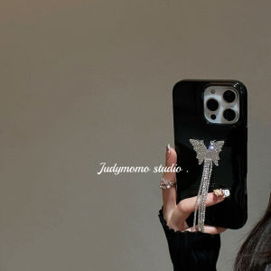 Fashionable Anti-Fall Silicone Phone Case Glittering Diamond Butterfly Soft Shell for  16 pro 17 pro Max Compatible 14 Shockproof