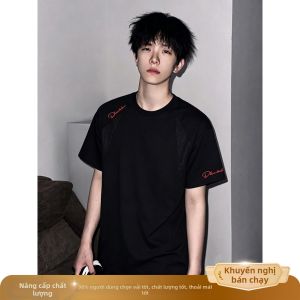 ZHUOCAN | Áo Thun Form Rộng Trắng và Xám Tay Ngắn