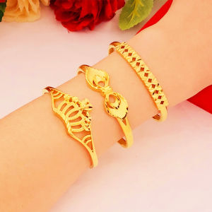 Fashionable Gold Plated Sand Gold Bracelet for Women Wedding Jewelry Long Lasting Color Alloy Material Cross/Roman Numeral Pattern