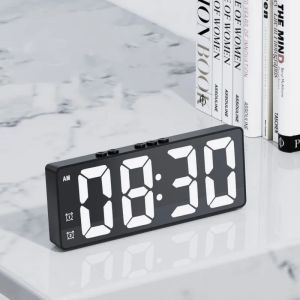 LED Electronic Mirror Alarm Clock Digital Clock Sound Control Temperature Clock Desktop Decoration