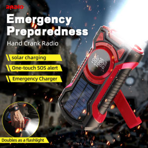 Emergency Radio Hand Crank Solar 5000mAh IP65 Waterproof Dustproof Bluetooth 5.3 Portable AM/FM/NOAA Weather Alert Radio