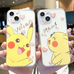 Cute Pikachu Cartoon Silicone Phone Case Full Protection for iPhone 15 pro Max 14 13 Mini 12 XR 7 8 Clear Anti-Fall Design